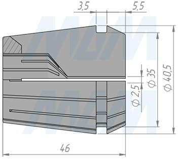 Размеры цанги ER40 D=3-2 мм (артикул T123.030.N)