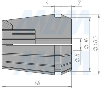 Размеры цанги ER40 D=8-7 (артикул T123.080.N)
