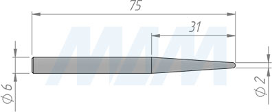 Размеры фрезы гравировальной D=2, CL=30,5, SD=6, TL=75, Z=2 (артикул TBN2-30.5S675Z2)