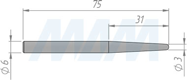 Размеры фрезы гравировальной D=3, CL=30,5, SD=6, TL=75, Z=2 (артикул TBN3-30.5S675Z2)