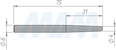 Размеры фрезы гравировальной D=4, CL=30,5, SD=6, TL=75, Z=2 (артикул TBN4-30.5S675Z2)