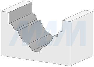 Форма обработки фрезой профильной  D=35 H=15 S=12 Z=2 R1=11,12 R2=6,53 (артикул C110-35-15S12)