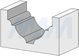 Форма обработки фрезой профильной D=33,4 H=19,1 S=12 Z=2 R1=19,1 (артикул C111-33-19S12)