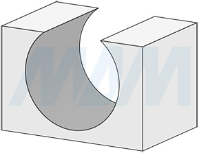 Форма обработки фрезой профильной D=38,1 H=34,6 S=12 Z=2 R1=19,05 (артикул C114-38-34S12)