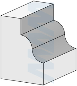 Форма обработки фрезой профильной с нижним подшипником D=27 H=13,3 S=12 Z=2 R1=4, подшипник 9,53 (артикул C118-27-13S12)