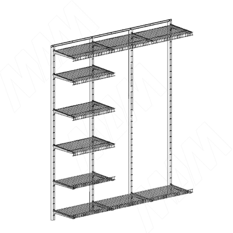 Home Space гардероб ширина 1860мм глубина 435 мм 3 проема по 600 мм HSK1860x435MT1 59222₽