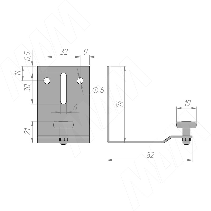Нижний ролик для передней двери до 50 кг фото товара 2 - 3320OD