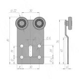 Верхний ролик "T" для двери до 50 кг 2215 KOP-T/50N, фото 2