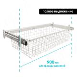 BELLE Корзина для белья, 900 мм, глубина 350 мм, белый, полн. выдв. BE90BA35WH, фото 1
