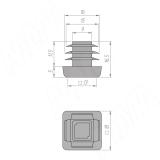Заглушка/подпятник для квадратной трубы 18х18 мм, черный LFCPBL, фото 2