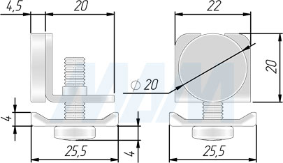Размеры стопора (артикул 1140 KP-075)
