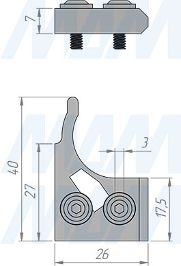Размеры верхнего стопора (артикул 2230KLICK)