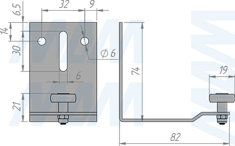 Размеры нижнего ролика для передней двери до 50 кг (артикул 3320OD)