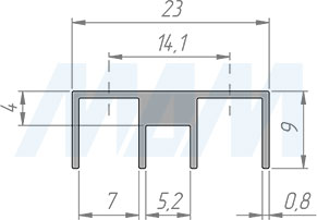 Размеры верхней направляющей ДУКО (артикул 99064A)