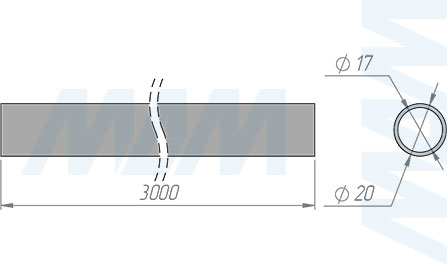 Размеры вертикального профиля BAMBOO (артикул BM950PR)