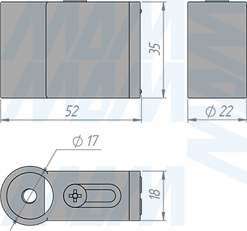 Размеры крепления к стене BAMBOO (артикул BM953F)