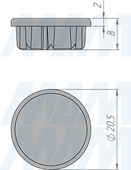 Размеры пластиковой заглушки BAMBOO (артикул BM955C)