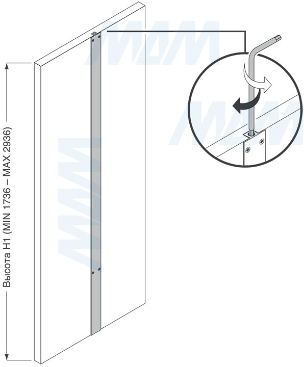Установка врезного корректора фасада, схема 1 (артикул BR05KT7)