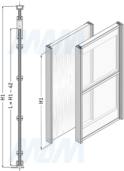 Размеры натяжного механизма PS19 (артикул BR20501001)