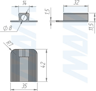 Размеры декоративной заглушки для регулировки корректора (артикул CN010004)