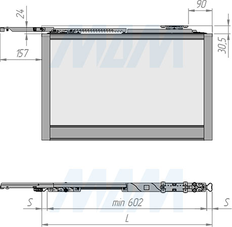 Установка активатора доводчика INTEGRO для соосных дверей шкафа-купе (артикул DA50PIN), схема 1