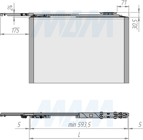 Установка активатора доводчика INTEGRO для соосных дверей шкафа-купе (артикул DA50PIN0), схема 2
