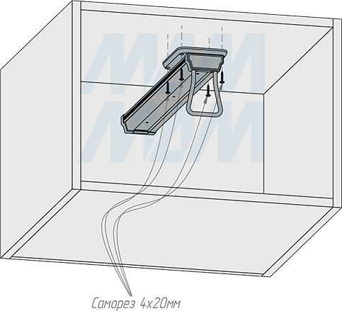 Установка вешала ESENTA для брюк с креплением к полке, плавное закрывание (артикул ES46TRS), схема 3