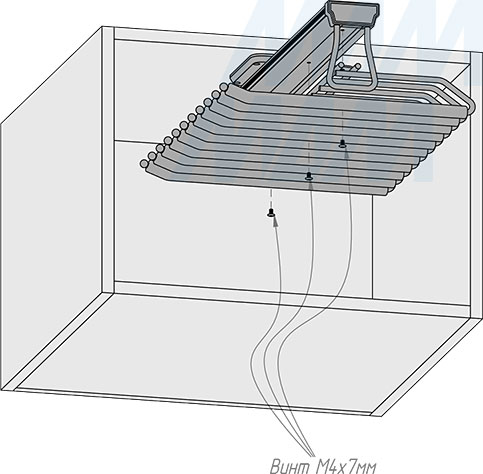 Установка вешала ESENTA для брюк с креплением к полке, плавное закрывание (артикул ES46TRS), схема 4