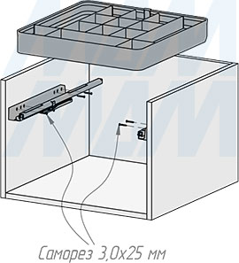 Установка выдвижного органайзера ESENTA с плавным закрыванием для аксессуаров  в корпус шириной 500 мм (артикул ES50OR), схема 2