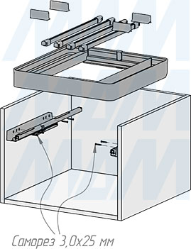Установка вешала ESENTA с плавным закрыванием для брюк в корпус шириной 500 мм (артикул ES50TR), схема 2