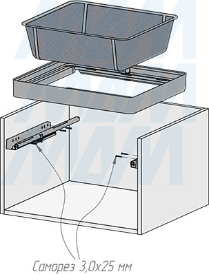 Установка выдвижной корзины ESENTA с плавным закрыванием для белья в корпус шириной 600 мм (артикул ES60BA), схема 2