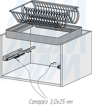Установка выдвижной корзины ESENTA с плавным закрыванием для обуви в корпус шириной 600 мм (артикул ES60SH), схема 2