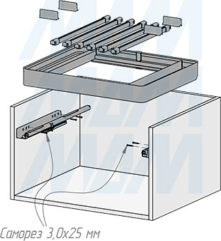 Установка вешала ESENTA с плавным закрыванием для брюк в корпус шириной 600 мм (артикул ES60TR), схема 2