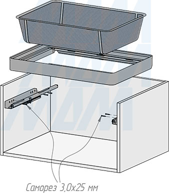Установка выдвижной корзины ESENTA с плавным закрыванием для белья в корпус шириной 700 мм (артикул ES70BA), схема 2