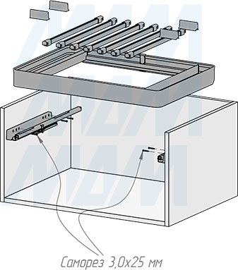 Установка вешала ESENTA с плавным закрыванием для брюк в корпус шириной 700 мм (артикул ES70TR), схема 2