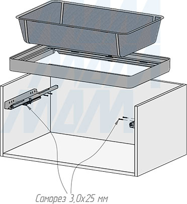 Установка выдвижной корзины ESENTA с плавным закрыванием для белья в корпус шириной 800 мм (артикул ES80BA), схема 2