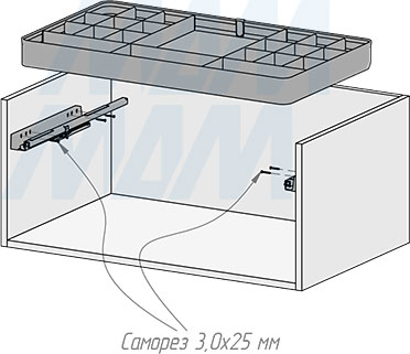 Установка выдвижного органайзера ESENTA с плавным закрыванием для аксессуаров  в корпус шириной 800 мм (артикул ES80OR), схема 2