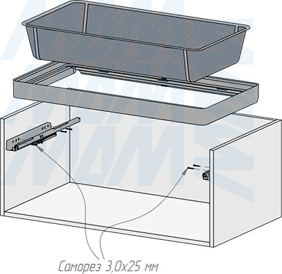 Установка выдвижной корзины ESENTA с плавным закрыванием для белья в корпус шириной 900 мм (артикул ES90BA), схема 2