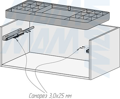 Установка выдвижного органайзера ESENTA с плавным закрыванием для аксессуаров  в корпус шириной 900 мм (артикул ES90OR), схема 2