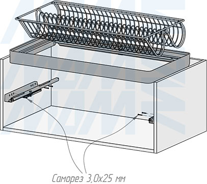 Установка выдвижной корзины ESENTA с плавным закрыванием для обуви в корпус шириной 900 мм (артикул ES90SH), схема 2