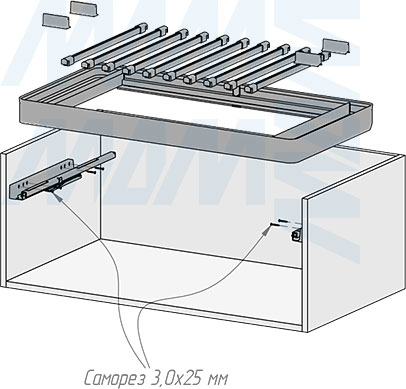 Установка вешала ESENTA с плавным закрыванием для брюк в корпус шириной 900 мм (артикул ES90TR), схема 2