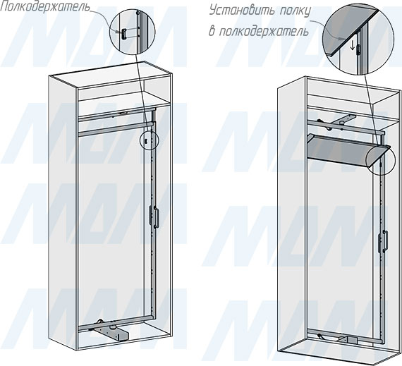 Установка поворотной обувницы ESENTA на 10 полок, высота 1630-1830 мм (артикул ESRSH10), схема 9