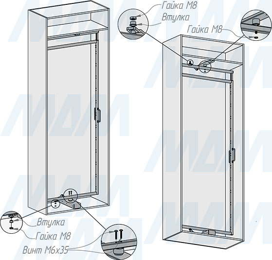 Установка поворотной обувницы ESENTA на 12 полок, высота 1910-2110 мм (артикул ESRSH12), схема 8