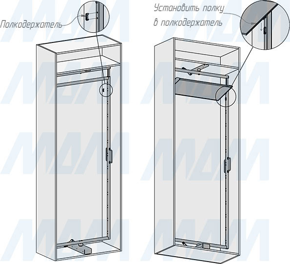 Установка поворотной обувницы ESENTA на 12 полок, высота 1910-2110 мм (артикул ESRSH12), схема 9