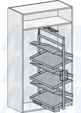 Установка поворотной обувницы ESENTA на 6 полок, высота 1070-1270 мм (артикул ESRSH6), схема 3