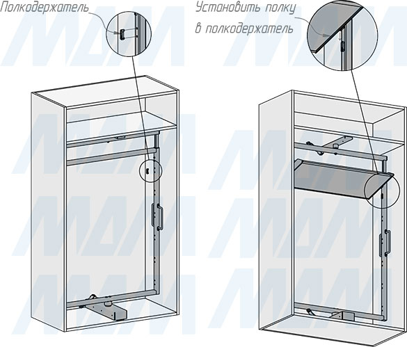 Установка поворотной обувницы ESENTA на 6 полок, высота 1070-1270 мм (артикул ESRSH6), схема 9