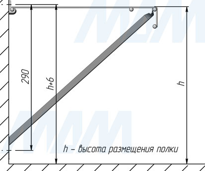 Установка опорной скобы для сетчатой полки (артикул ФПС 071-40.26СБ), схема 1