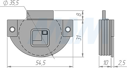Размеры верхнего ригеля раздвижной системы IKM15 (артикул IKM15N)