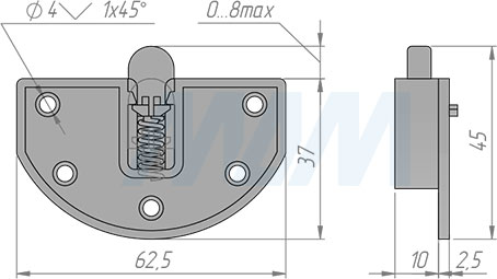 Размеры верхнего ригеля раздвижной системы IKM30 (артикул IKM30)