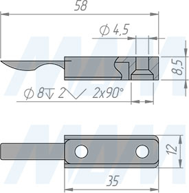 Размеры стопора раздвижной системы IKM30 (артикул IKM30)